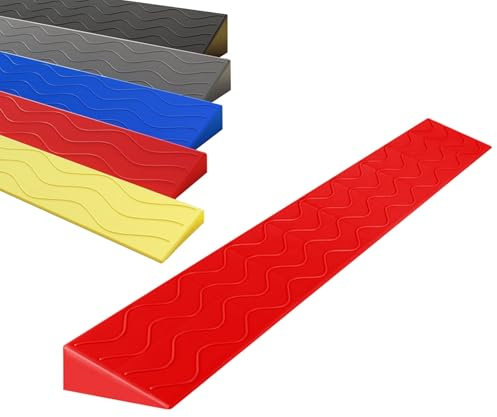 YLEPHNE Kunststoff Türschwellenrampe, Rollstuhlrampe, Übergangsstreifen, Klettermatte für Kehrroboter, Treppen und Scooter(Red,100x18x8cm)