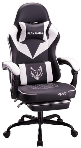 play haha Gaming Chair Ergonomic Gaming Chair with High-Density Foam & Breathable PU Leather 135-Degree Recline, Enhanced Lumbar & Leg Support,360° Swivel,150kg Capacity Desk Chair