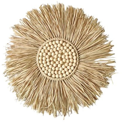 Decorazioni Murali Rafia - 40 Cm Boho Macrame Intrecciata | Arte Murale Sospesa Fatta A Mano Per La Camera Da Letto Del Soggiorno | Decorazioni Rustiche In Fibra Naturale Per Regalo O Festival Del Gio