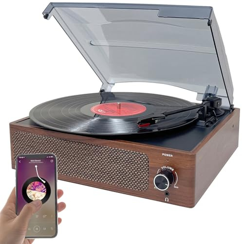 auvisio LP-Plattenspieler: Schallplattenspieler mit Stereo-Lautsprecher und Bluetooth, 12 Watt (Vinyl-Plattenspieler, Retro Lautsprecher, Party)