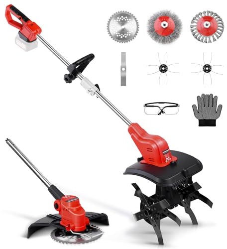 2 en 1 doble cabezal de motor AKKu para jardín y desbrozadora compatible con baterías Makita, azada con batería con 5 tipos de cuchillas y cepillo para malas hierbas, motoazada con batería para