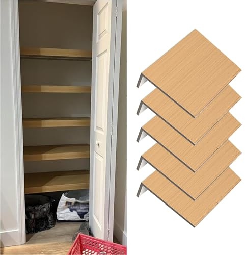 Rivestimento per Ripiano in Filo Coprimensole in Filo Metallico Effetto Legno, 5 Pezzi di Rivestimento per Ripiani per Armadio / Dispensa, Ripiani Portaoggetti / Copri Davanzali(34x12x3in/86x31x8cm)