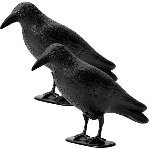 OFFO Corbeau Anti-Pigeon, Effaroucheur Oiseaux Exterieur, Anti Pigeons pour Balcon, Toit et Jardin, Effaroucheur Pigeons, Corbeau Noir en Plastique (2 Pièce)