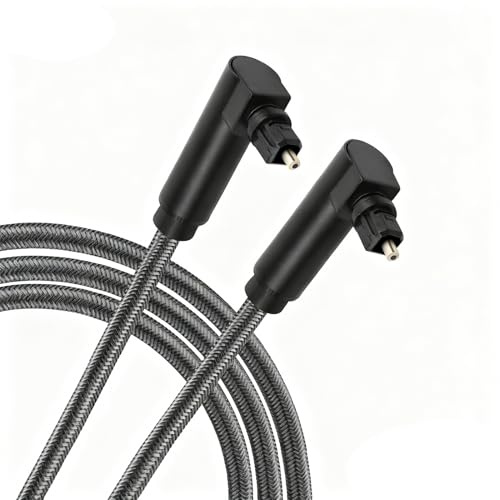 Solryn Optisches Audiokabel Toslink, Digital Optisches Kabel mit 360° Drehbar und 90° Stecker, Optical Audio Kabel mit 24K Vergoldet, Lichtleiterkabel für TV/Soundbar/PS4/Xbox/Heimkino, 1m Schwarz