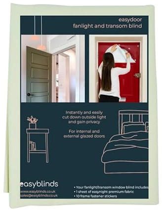 Easyblinds Easydoor - Estor para ventanas de popa y Fanlight, fijación rápida, fijación instantánea, fijaciones autoadhesivas, corte a medida y forma según sea necesario, color crema, 90 x 45 cm