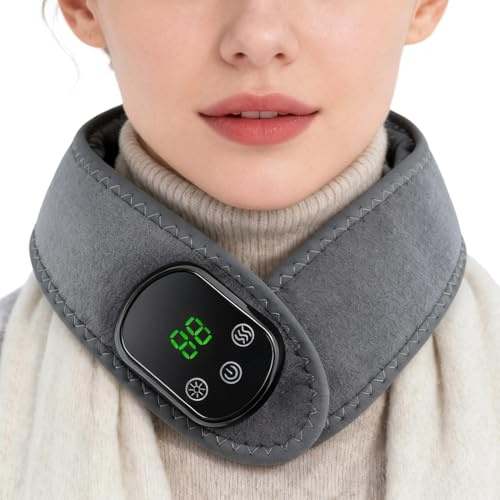 Coussin Chauffant Pour Le Cou - 5 Niveaux de Chaleur Chauffe-Électrique - Écharpe Cervicale Électrique Chauffante Avec Massage Vibratoire | Pour Femmes Hommes Seniors Maison Bureau Relaxation