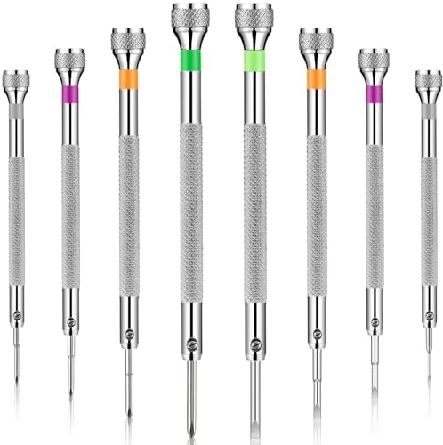 Chumia 8 Pieces Precision Watch Screwdriver Set, 1.4-2.0 mm Micro Jewelers Repair Screwdriver Set for Eyeglasses Jewelry Work, Electronics Repair(Flathead, Phillips)