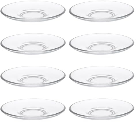 SUPVOX Uso Versátil 8 Platillos Redondos de Vidrio Transparentes y Compactos, para Café o Té en Reuniones y Eventos Familiares