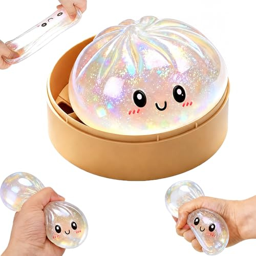 Dumpling Squishy, Glitter Giant Squishy Dumpling Toy, Mystery Box Dumplings Squishies Fidget Toys für Stress Relief, Anti Stress Bälle Fidget Spielzeug für Kinder Erwachsene