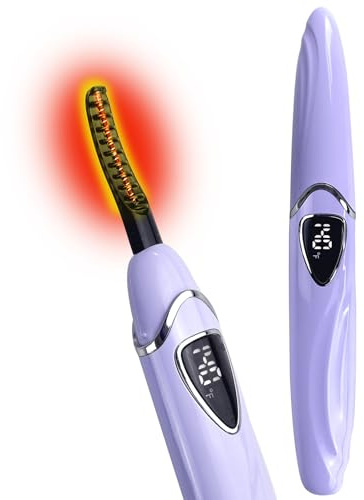 Tehoi S600 Heated Eyelash Curler - Lash Curler Heated with Accurate Temperature Control, Intelligent Auto Power Off for Natural Makeup & Long-Lasting Curls | Heated Lash Curlers (Violet+Silver)