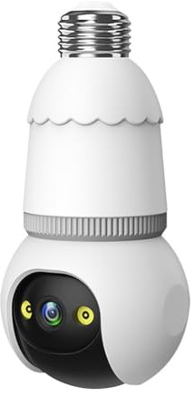 NONDK Cámara IP Tuya Smart Life de 5 MP con Bombilla WiFi PTZ y Seguimiento Automático, Cámara de Vigilancia Inalámbrica para el Hogar con Audio Bidireccional y Bombilla E27 de 5 MP.