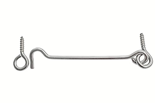 KeyMet GmbH 4 Sturmhaken Fensterladenhak​en 120 x 4 mm mit Öse Holzgewinde Silber Verzinkt