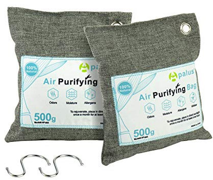 Apalus Luftentfeuchter Auto, Natürliche Bambus Aktivkohle, Auto Lufterfrischer & Raum-Erfrischer, Perfekter Geruchs und Feuchtigkeits-Entferner für Auto, Wohnung, Schlafzimmer, Schränke, 2 x 500g