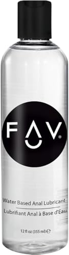 FAV Lubrifiant anal à base d'eau, lubrifiant personnel glissant et riche pour porte arrière pour hommes, femmes et couples, adapté aux jouets et compatible avec les préservatifs, 12 fl oz