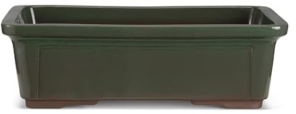 CERTRE - Vaso Bonsai Rettangolare in Gres, Modello Torino, Made in Italy, Colore Verde Palude (Smaltato)| Misure esterne 38,5x28x12 cm