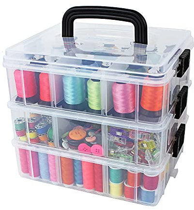 Bins & Things JTJ Sourcing Stapelboxen Aufbewahrungsbox 18 Fächern – Transparent – Bastelzubehör – Sortierbox Perlen – Ordnungsboxen – Boxen Aufbewahrung