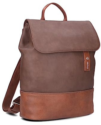 Zwei Damen City-Rucksack Jana JR13 Damenrucksack 7 Liter, sportlich-eleganter Look bicolor, DIN-A4 Größe, weiches Kunstleder, Rückenpolsterung, Hauptfach mit Reißverschluss (cognac)