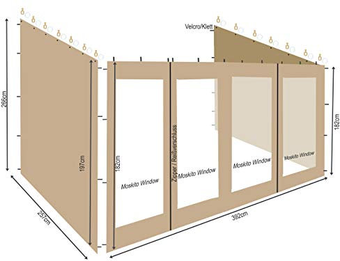 QUICK STAR 3 Seitenteile zu Rollpavillon 3x4m Sand