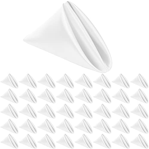 40 tovaglioli di raso bianco, quadrati, 43 x 43 cm, in morbido tessuto liscio, per tavola, cene, matrimoni, feste, vacanze, cene, Ringraziamento, Natale (bianco)