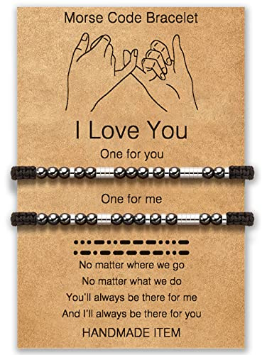 Desimtion Couples Bracelets I Love You, Cute Couples Gifts for Boyfriend Girlfriend Long Distance Relationships Matching Bracelets