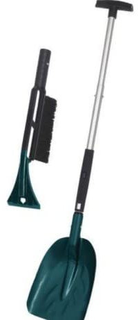 Horison Industries Metal Snow Shovels - 3 in 1 Heavy Duty Foldable Aluminum T-Type Long Handle & Portable Heavy Duty Snow Shovel for Driveway, Car, Camping & Gardening with Brush And Ice Scraper