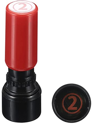 PATIKIL Number Stamps Self Inking, Numeral 2 7mm Number Ink Stamp with Circle Teacher Initial Stamper for Class Notebook Scrapbooking DIY Craft, Red Shell