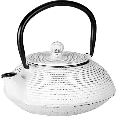 Suinga Tetera de Hierro Fundido Blanco | Mantiene el Calor por Mas Tiempo | Capacidad 0,5 Litros | Para Infusiones o Te