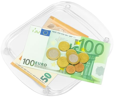 Retoo Zahlteller Kassierteller, Transparent, Rutschfest, als Geldteller Kassierteller Bezahlteller für Theke, Geldschale, Geldteller, Kassensysteme für Zum Laden, Eiscafés, Bäcker 21x17cm