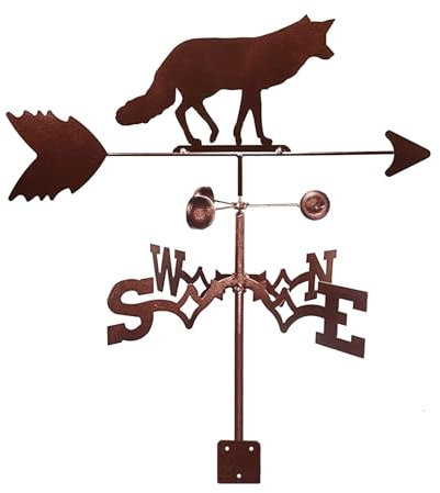 YUZDNM Wetterhahn - Wetterhahn Fürs Dach - Wetterfahnen Wild Fox Silhouette Wetterfahne Windrichtungsanzeiger Wetterhahn aus Edelstahl mit Rostschutzbeschichtung für Tierdekorationen im Freien
