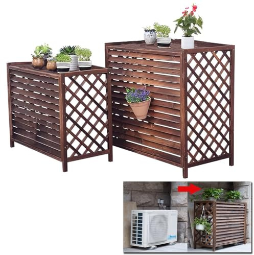 HRXQ Cubre Aire Acondicionado Exterior Tablero De Madera Grueso Unidad Exterior De Aire Acondicionado Soporte Aire Acondicionado Exterior para Ocultar El Aire Acondicionado (Size : S)