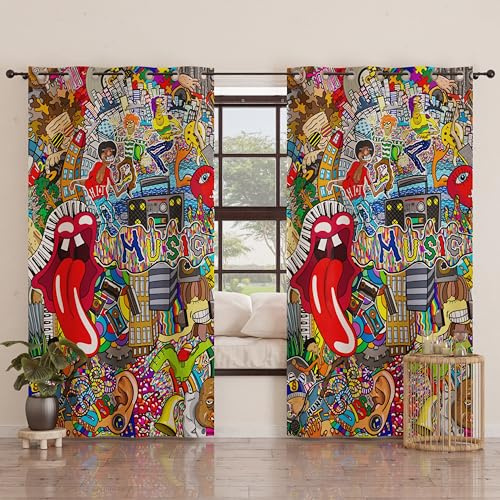 PETTI Artigiani Italiani - Tende a Pannelli per Interno con Anelli 2 Pezzi 140x280cm, Tenda Camera da Letto e Soggiorno Oscuranti Isolanti e Moderne, Murales, 100% Made in Italy