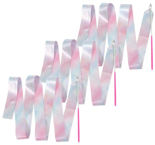 BESPORTBLE 3stücke Gymnastikbänder Tanzbänder Partybänder Dekorative Luftschlangen Bänder Für Darstellende Gymnastik Performance-luftschlangen Band-Performance-stab Spielband