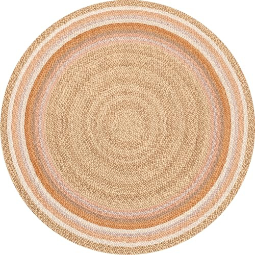 VINILIKO Design | Alfombra Vinílica Redonda Líneas Naranjas [Diam] 150 cm - Antideslizante, Impermeable, Lavable - Varios Tamaños - Alfombra Vinilo Salón, Cocina