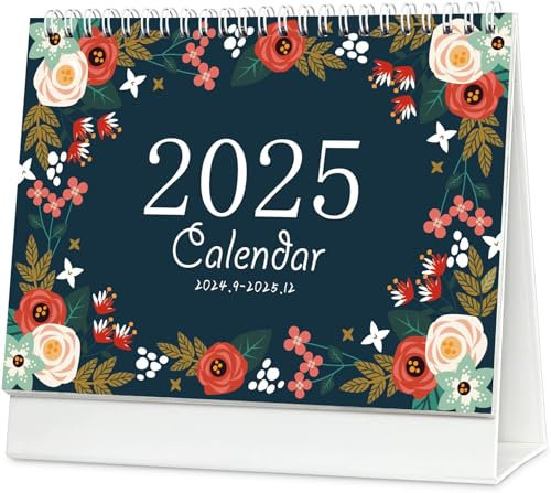 Schreibtisch Pad Kalender, September 2024 - Dezember 2025, Monatlich, Tagesplaner, Akademischer Jahresplaner für Schule, Büro, Zuhause, Twin Wire, 21,8 x 17 cm (Blackish green)