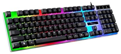 Clavier de Jeu Ergonomique, Clavier mécanique Noir, Clavier de Jeu Compact Filaire, Claviers mécaniques flottants et étanches pour Ordinateur de Bureau, Joueur, Ordinateur, Ordinateur Portable
