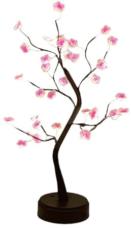 Albero di prugno a LED – Luci natalizie a LED con fiori di prugno, luci notturne, albero di prugno con base stabile, luci da tavolo per interni ed esterni