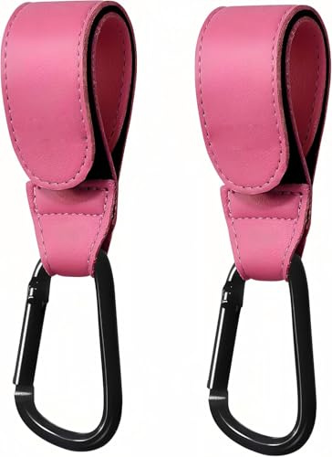 Buggy Clips 2PCS, Pram Hooks, Universal Carabiner Hook for Bags,for Hanging Your Shopping Bags Stroller or Stroller Clip, Stroller Shopping Bag and Diaper Bag Holder(Pink)