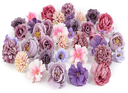 JaMalign 40 Pcs Fiori Artificiali,di Fiori Artificiali Decorazioni Fiori Finti per Bouquet DIY Matrimonio Centrotavola,Nozze Ghirlanda Scrapbooking Artigianato (Viola)