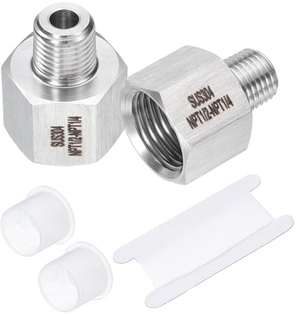 QUARKZMAN 2 Pcs Adaptador Reductor de Tuberías 1/4 NPT Macho x 1/2 NPT Hembra Acero Inoxidable Conector para Manómetro para Sistemas de Aceite Aire Gas Hidráulicos
