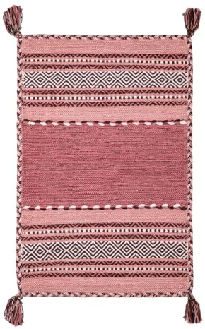 Teppich ANTIQUE-KILIM Rosa handgewebt aus Baumwolle und Chenille 70 x 140 cm