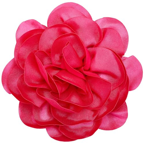 CREATCABIN 20cm Große Blumenbrosche Pfirsichfarben Extragroße Kamelienbrosche Anstecknadeln Für Kleidung Abnehmbare Anstecknadeln Satinstoff Brosche Für Party Bankett Anzug Zubehör Schmuck Geschenke