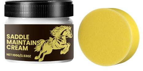 Burro per sellino in pelle – Protezione UV – Conditioner – Crema – 100 g detergente per pelle, include spugna applicatore, restaurata e protegge la pelle per sedili auto, giacche, guanti, scarpe