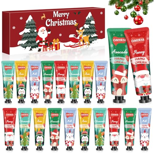 Coffret Cadeau Femme, 20 Pcs Crèmes Mains de Noël, Cadeau Noel,Creme pour Les Mains et Pieds Très Secs et Gercés, Cadeau d'Anniversaire pour Maman Petite Amie Meilleur Ami