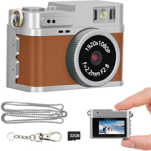 Mini portachiavi fotocamera digitale per studenti: registrazione FHD 1080p con schermo IPS da 0,96 pollici, formato AVI, ideale per viaggi/studio/concerti, adatto per gli appassionati di fotografia