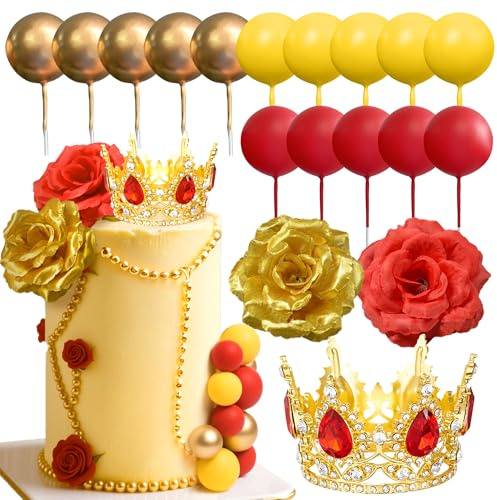 LaVenty décoration pour gâteau princesses boules rouges diadème couronne fête d anniversaire
