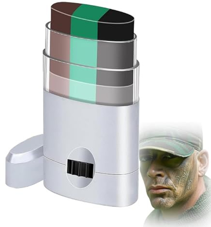 3 Color Face Paint Sticks Glow in the Dark Neon Army Camo Makeup Kit Waterproof Sweat-Resistant Non- for Hunting Military Training Halloween Outdoor Activities Fancy Dress Tactical Use
