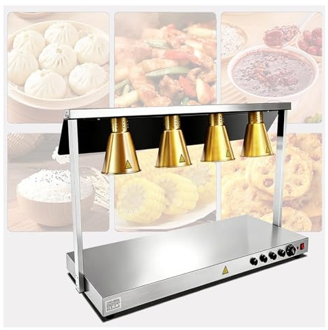 XILYZMO Chafing Dishes For Buffet, 250W Infrared Light Bulb Adjustable Heat Food Heat Lamp, Stainless Steel French Fry Heating Lamp For Restaurant Parties Kitchen(Gold,136x53x70cm)