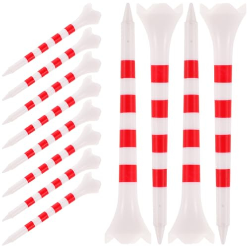Veemoon 20 Stück Kunststoff Golf Tees 70mm Rot mit Streifenmuster Stabile Golfspikes Praktisches Golfzubehör für Training und Turniere