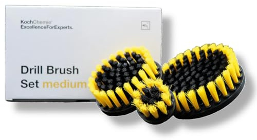 ChimpTools Koch Chemie Drill Brush Set 3-teiliges Polsterbürsten-Set für Akkuschrauber | Profi Reinigungsbürsten Auto, Polster, Teppich, Innenraum | Tiefenreinigung effektiv & schonend Medium - Gelb