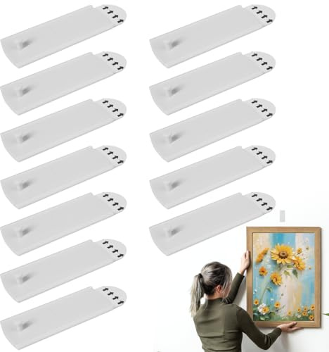 12 piezas de clavos adhesivos para marcos, colgar cuadros sin taladrar, extra fuertes, autoadhesivos, se despegan sin dejar residuos, para marcos y fotos en superficies lisas (3 x 7,5 cm)